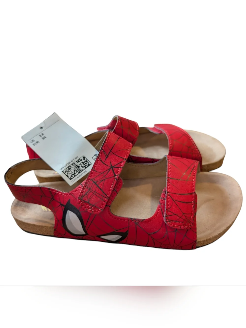 Marvel Spiderman H&M Youth Sandals Size 2.5 Velcro Closure NWT